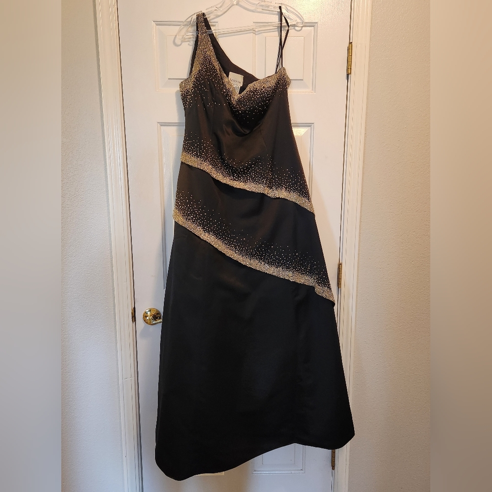 Black evening gown with beading